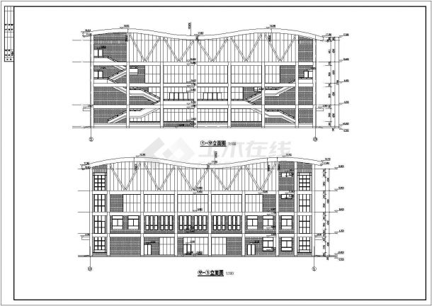 某中学三层框架结构体育馆建筑设计方案图-图一