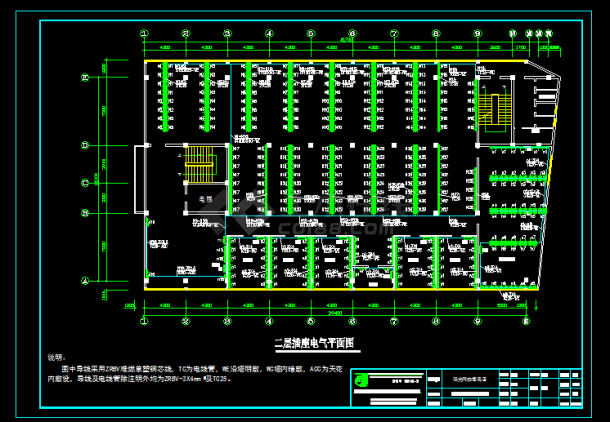 网吧全套详细电气设计施工CAD图-图二
