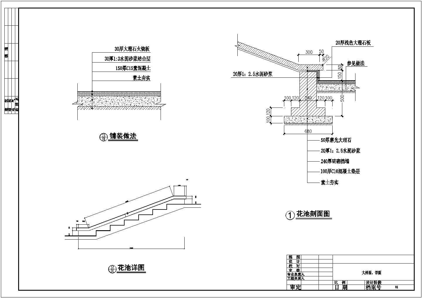 中轴对称层级式花坛广场景观设计施工图纸
