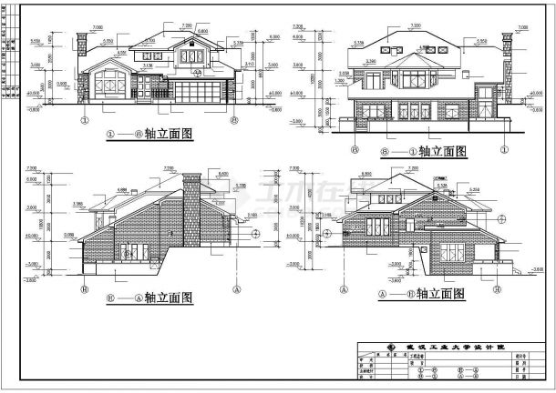 二层复式欧式别墅全套建筑设计图纸-图二