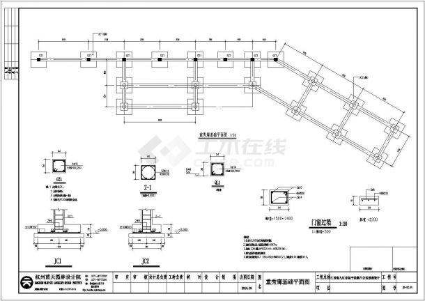 某公园中式景观廊道重秀廊设计施工图-图一