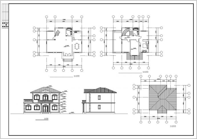 某古典风别墅全套建筑设计CAD施工图_图1