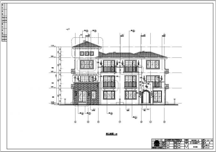 某地区三层山地别墅建筑设计方案图_图1