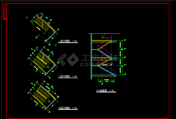 某宾馆楼梯卫生间设计方案全套CAD图纸-图二