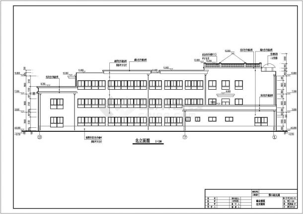 某地三层框架结构幼儿园建筑设计方案图纸-图二