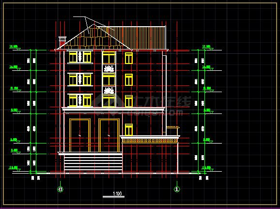 某错层别墅建筑结构施工CAD详图-图二