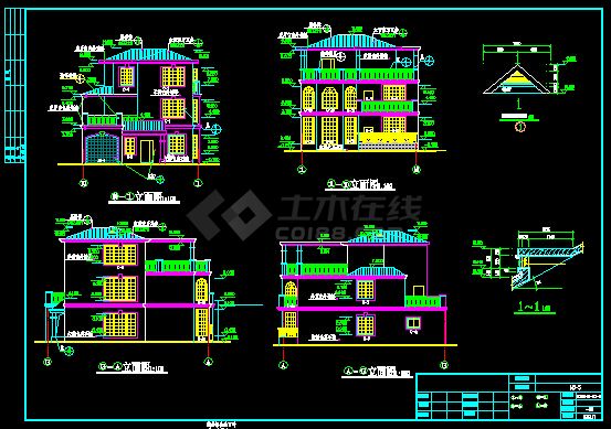 某典型别墅建筑施工CAD详情图纸-图二