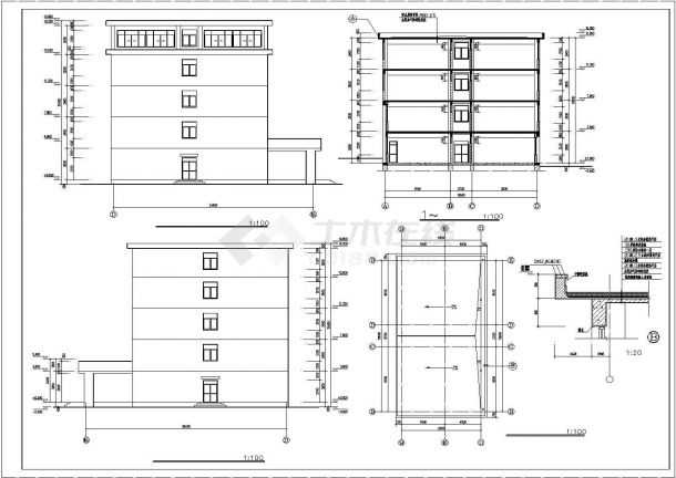 某学校四层框架结构教学楼建筑设计施工图-图二