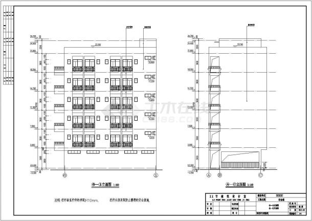 汕尾某学校6层宿舍楼建筑设计施工图-图二