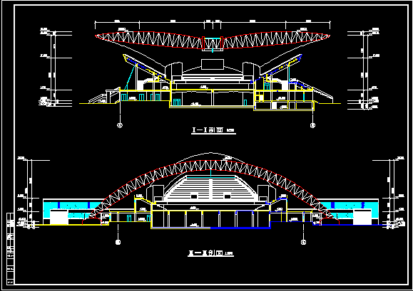 某大学体育馆建筑设计施工CAD方案图