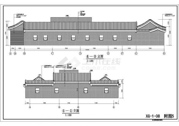 广东某框架结构顶楼空中四合院建筑方案图-图一