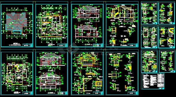 某美式别墅全套施工设计CAD详情图-图一