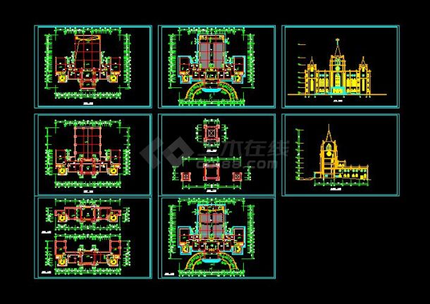 简单小型的学校建筑cad施工图（共8张）-图一