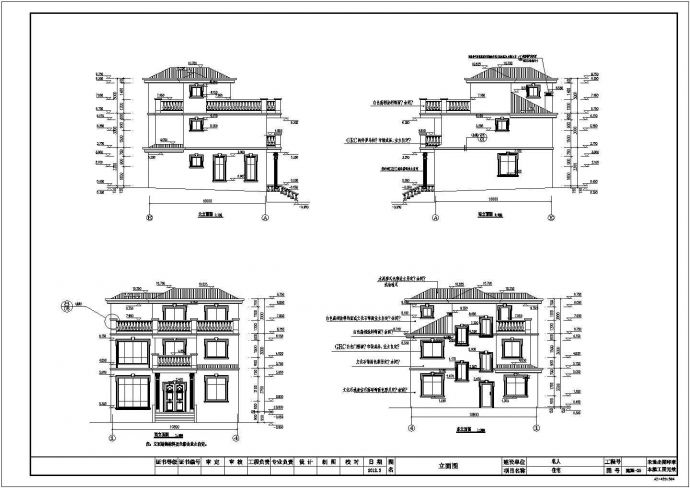 某农村地区三层别墅建筑设计方案图_图1