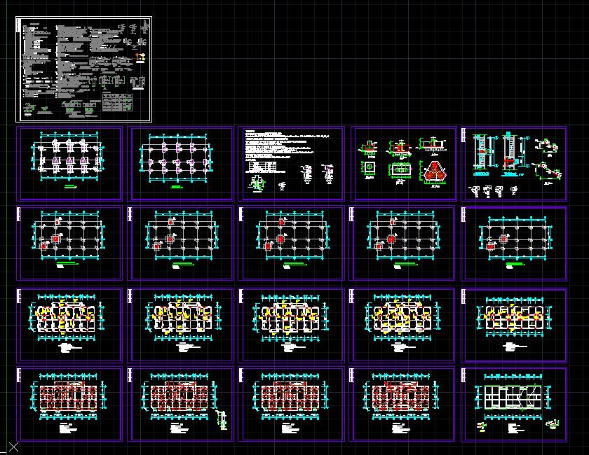 比较详细的框架结构商住楼结构cad施工图（共21张）