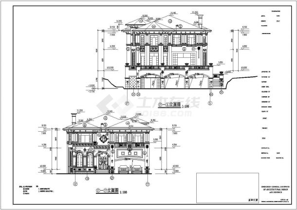 两层框架结构别墅建筑设计施工图纸-图二