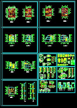 某三层别墅施工设计详情CAD图纸-图一