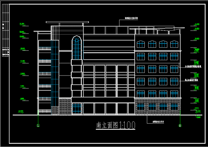 某中学高中五层教学楼建筑CAD施工图纸_图1