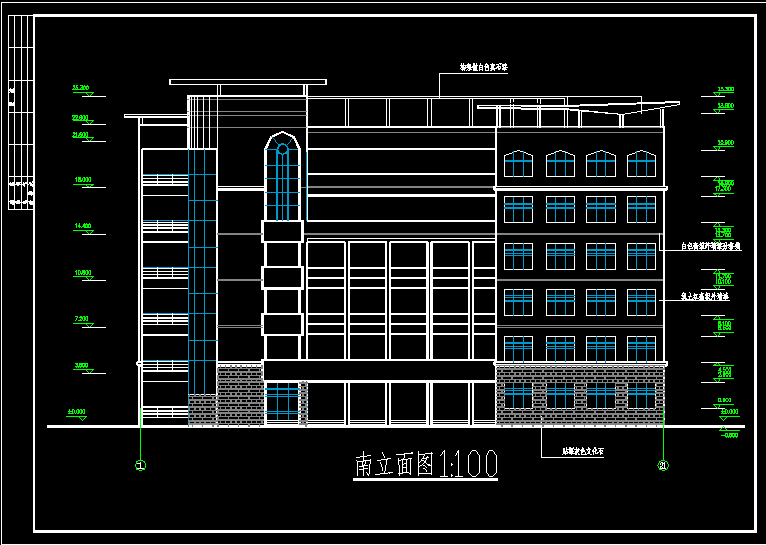 某中学高中五层教学楼建筑CAD施工图纸
