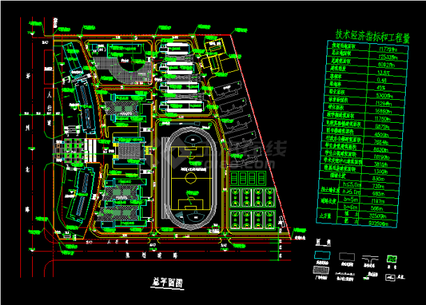 某中学规划用地面积117791平方米建筑CAD设计图纸-图一