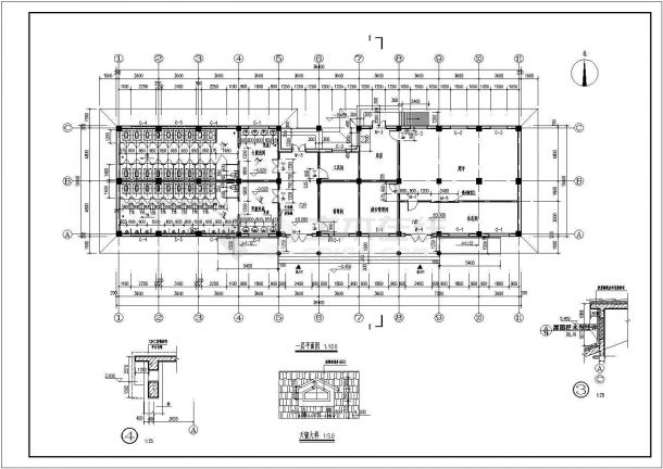 某地一层框架结构服务区超市、公厕建筑设计施工图纸-图二