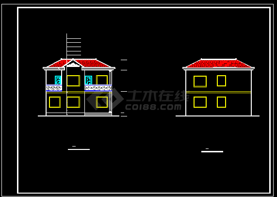 某城市的新农村建设一套小别墅CAD图纸-图二