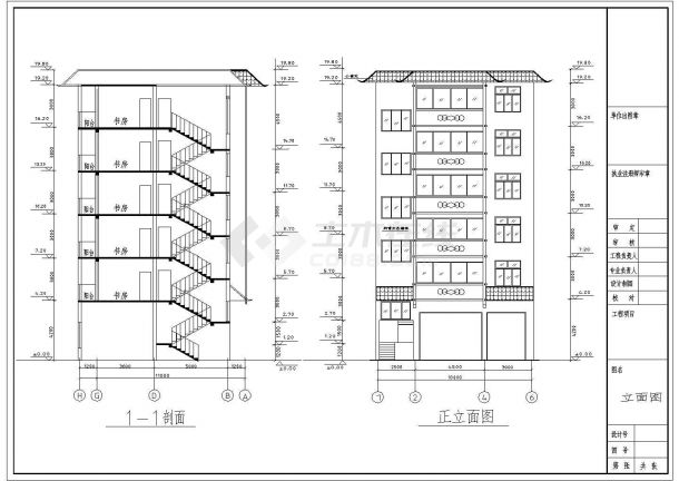 某地六层砖混结构自建住宅建筑设计方案图纸-图二