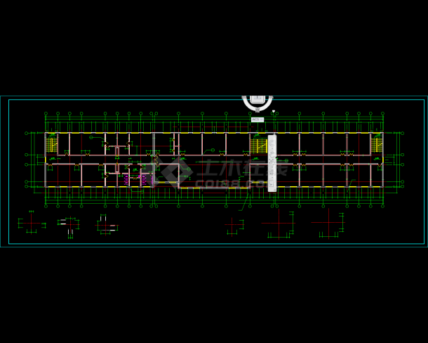 多层办公楼建详细施工CAD图（共7张）-图二