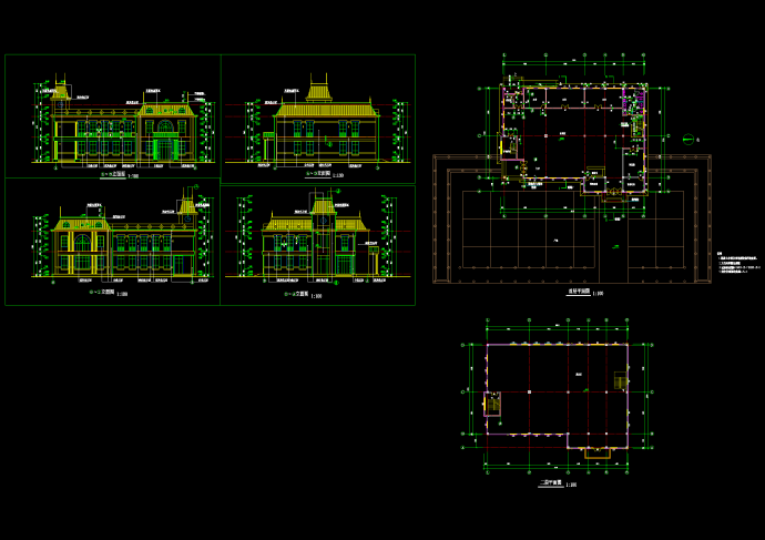 二层会所设计施工CAD图（共8张）_图1