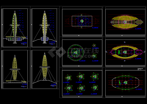 观光塔设计方案详细CAD图（共10张）-图一