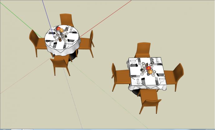 精致简约饭店餐厅桌子椅子的SU模型_图1