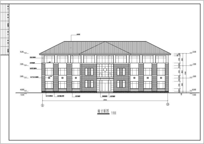某山庄三层框架结构办公楼建筑设计方案_图1