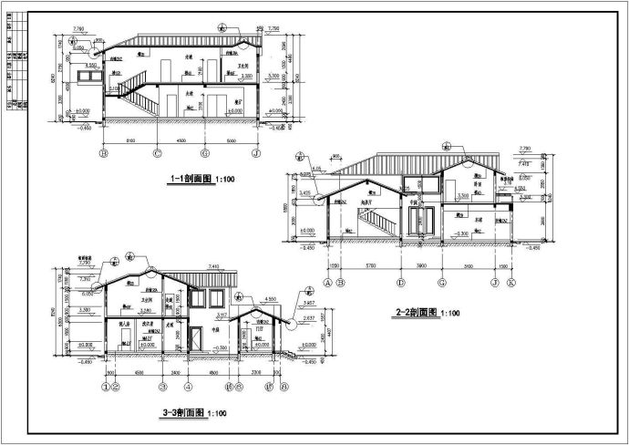 某小区两层园林式风格别墅建筑设计施工图_图1