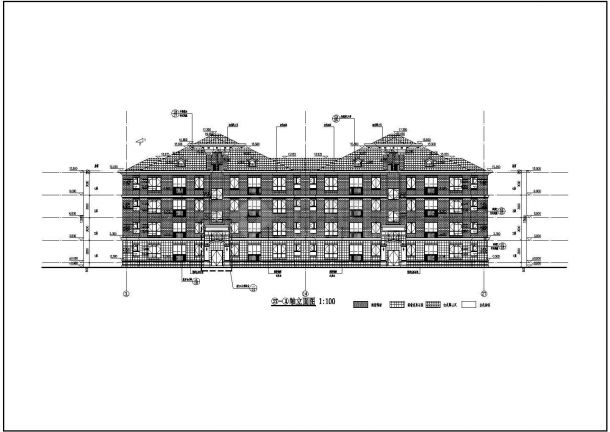 鄂市某4层框架结构西班牙式住宅建筑施工图-图二