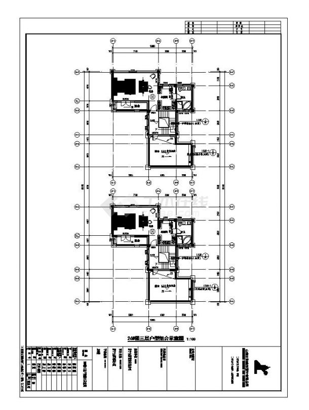 某地市四合院建筑CAD图-图一