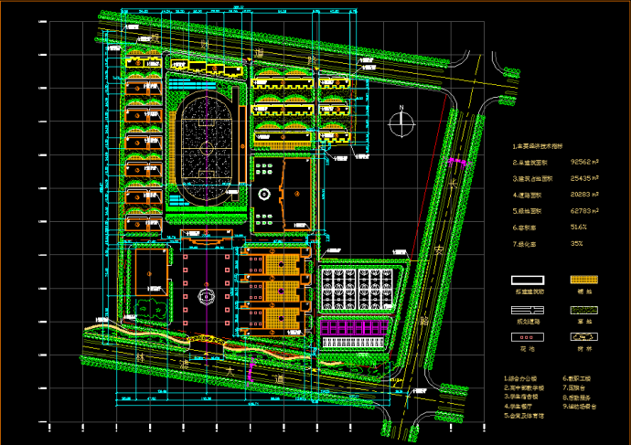 某中学学校建筑设计CAD总平面图_图1