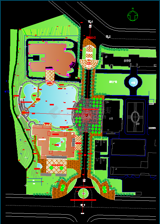某专科学校景观规划设计施工CAD图-图一
