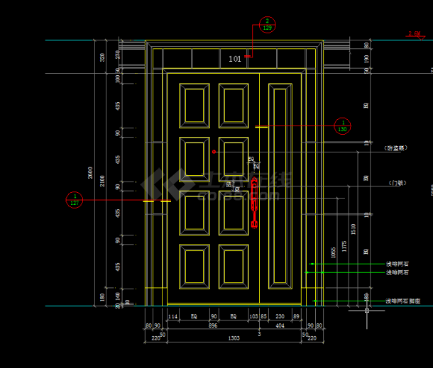 别墅入户门装修设计CAD详图（节点详细）-图二
