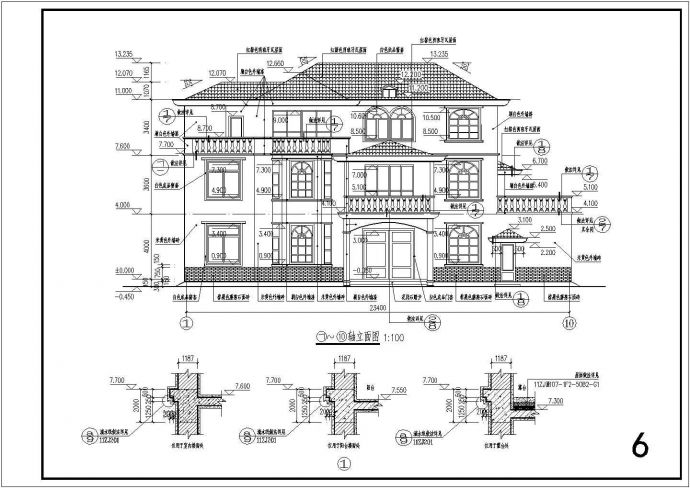 某地三层带阁楼层别墅建筑设计施工图_图1