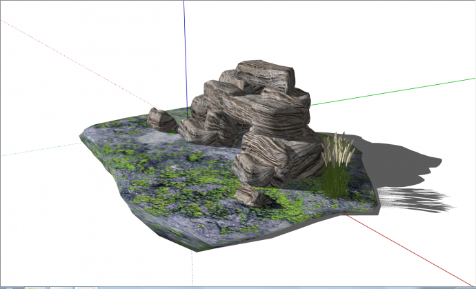 大气好看假山置石叠水的SU模型_图1