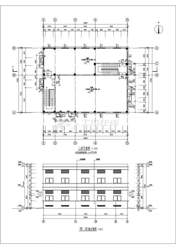 某办公区二层配电房建筑设计施工图-图二