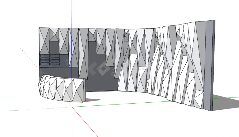 现代景墙装饰面建筑细部SU模型设计-图二