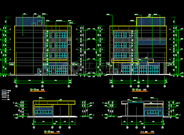 四层办公楼建筑施工设计CAD图纸-图二