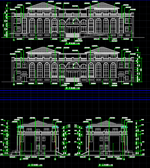 三层框架结构办公楼建筑CAD施工图纸_图1