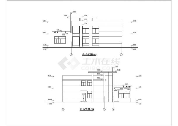 某地两层框架结构小型综合楼建筑施工图纸-图二