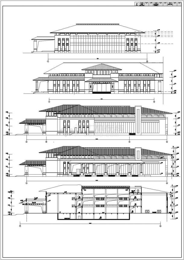 某地三层框架结构商业会所建筑设计施工图纸-图一