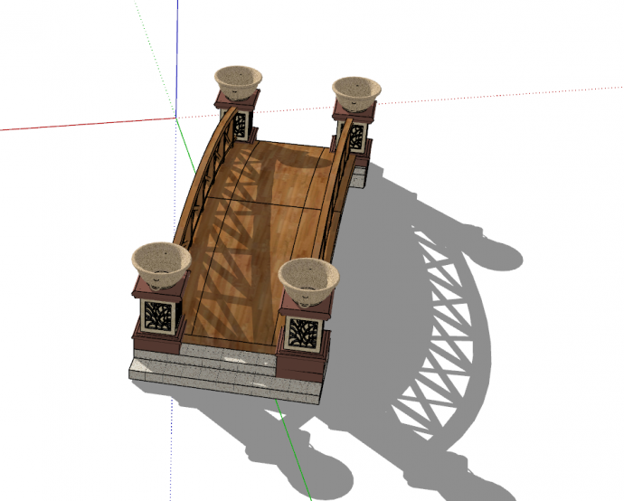 中式复古景观拱桥su模型_图1