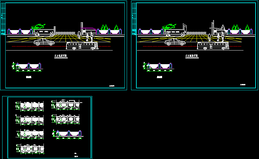 某大门及围墙大样CAD设计施工图纸