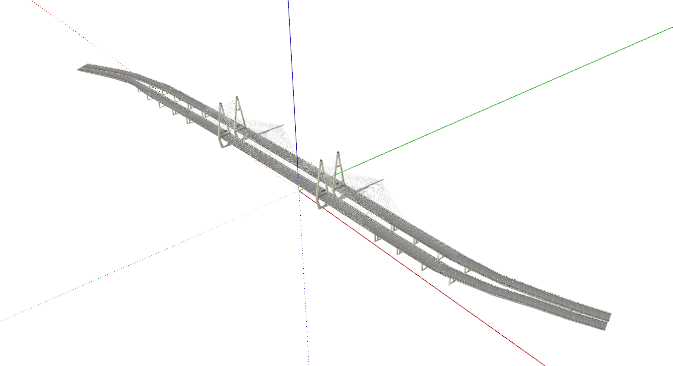 工业风格悬索桥SU模型设计-图二