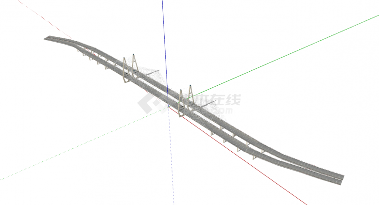 工业风格悬索桥SU模型设计-图二
